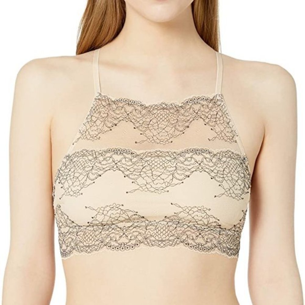 Mae Women's  Size Large Two-tone Hi-neck Lace Bralette - NWT